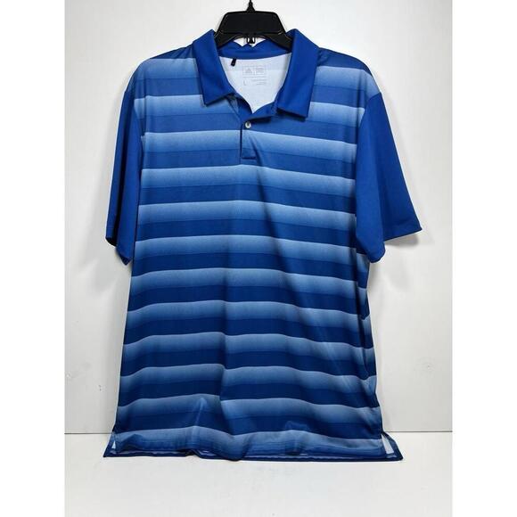 adidas Other - Adidas Golf Polo Shirt Men’s Large Performance Blue Stripe Lightweight